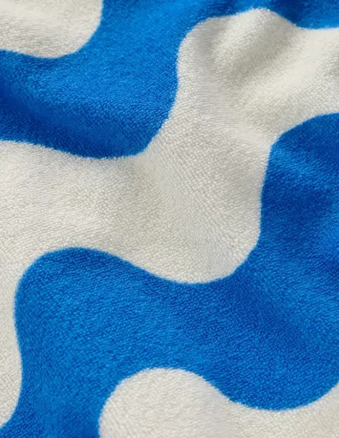 Dropped Shoulder Towelling Top Blue Wave Stripe Dropped Shoulder Towelling Top Blue Wave Stripe