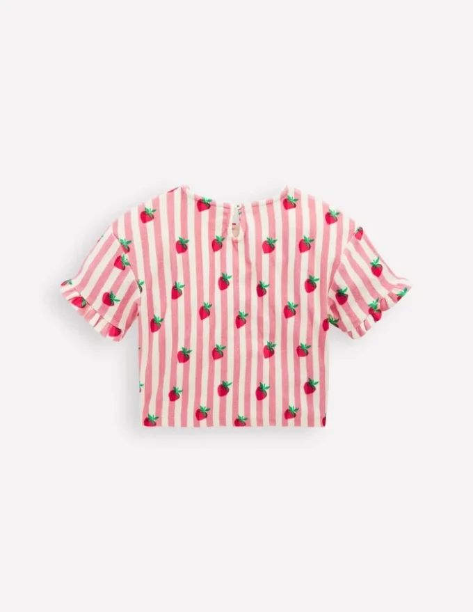 Dropped Shoulder Towelling Top Blush Strawberry Stripe