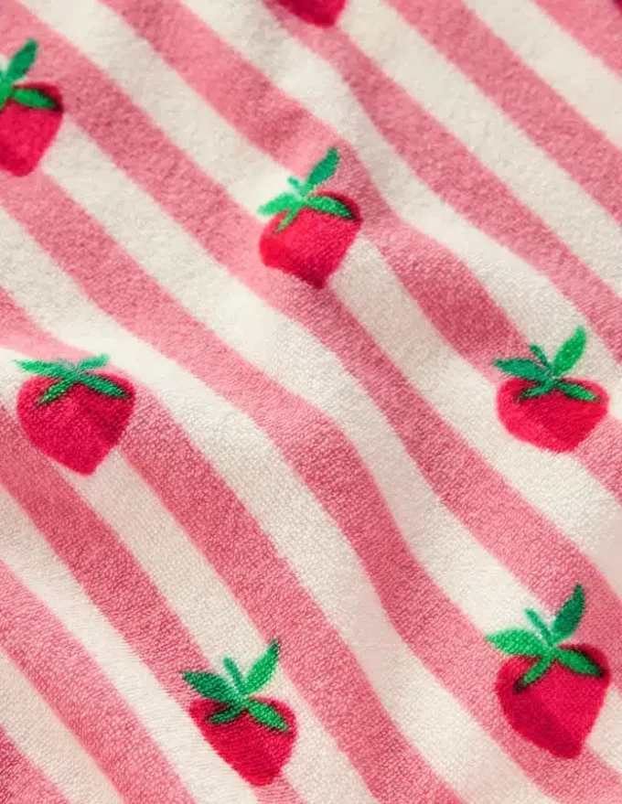 Dropped Shoulder Towelling Top Blush Strawberry Stripe