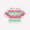 Dropped Shoulder Towelling Top Multi Wave Stripe