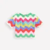 Dropped Shoulder Towelling Top Multi Wave Stripe