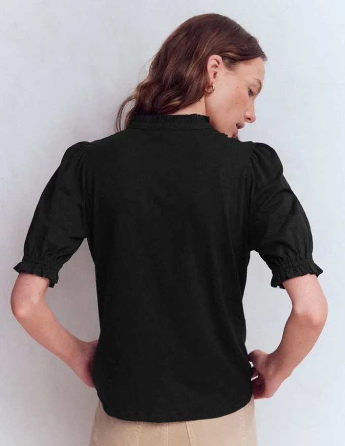 Eda Ruffle Front Shirt Black Eda Ruffle Front Shirt Black