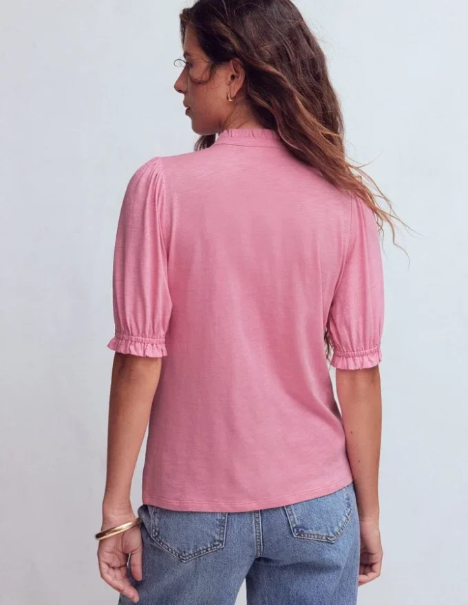 Eda Ruffle Front Shirt Formica Pink