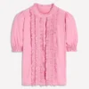Eda Ruffle Front Shirt Formica Pink