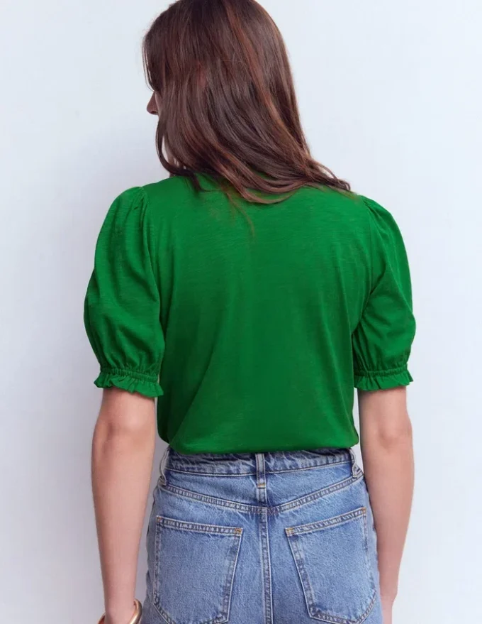 Eda Ruffle Front Shirt Fresh Green