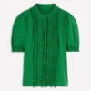 Eda Ruffle Front Shirt Fresh Green