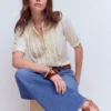 Eda Ruffle Front Shirt Ivory Eda Ruffle Front Shirt Ivory