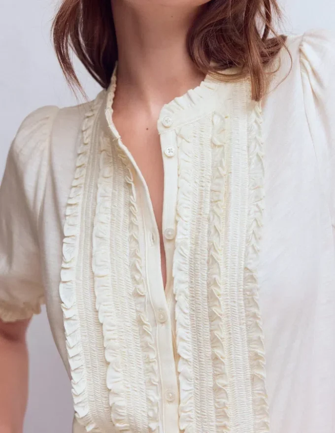 Eda Ruffle Front Shirt Ivory Eda Ruffle Front Shirt Ivory