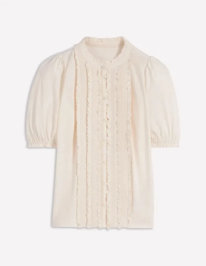 Eda Ruffle Front Shirt Ivory Eda Ruffle Front Shirt Ivory
