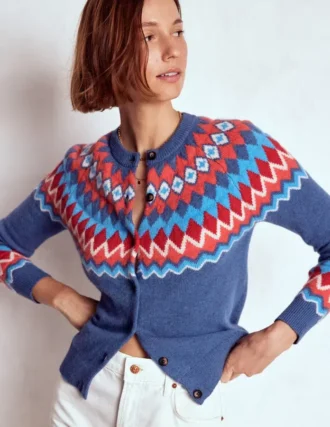 Edie Fair Isle Cardigan Blue Fair Isle
