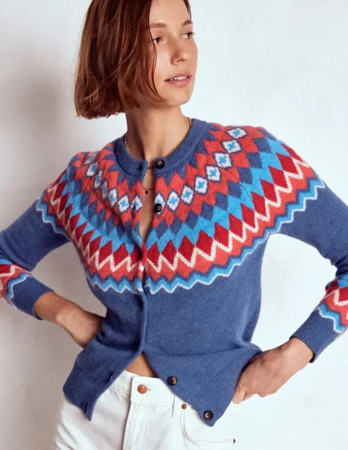 Edie Fair Isle Cardigan Blue Fair Isle Edie Fair Isle Cardigan Blue Fair Isle