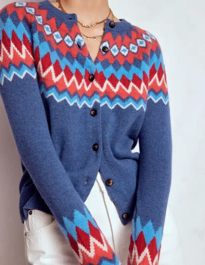 Edie Fair Isle Cardigan Blue Fair Isle Edie Fair Isle Cardigan Blue Fair Isle