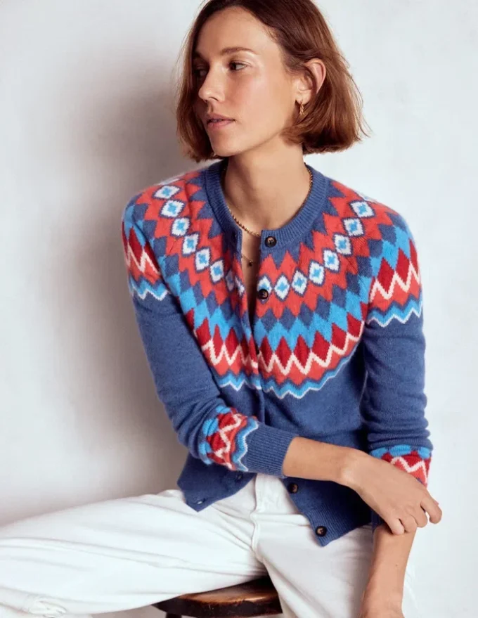 Edie Fair Isle Cardigan Blue Fair Isle Edie Fair Isle Cardigan Blue Fair Isle