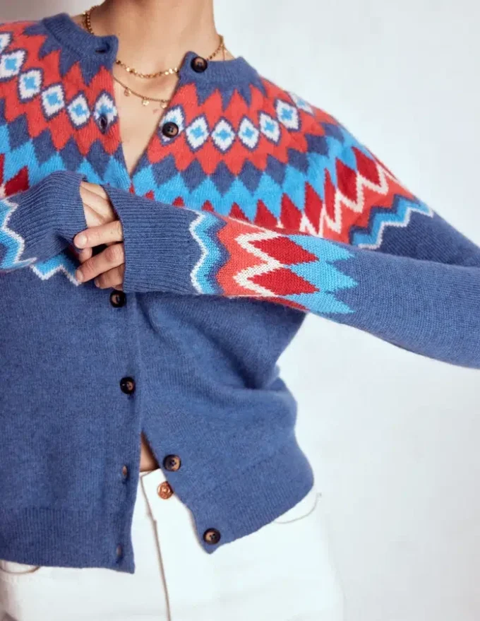Edie Fair Isle Cardigan Blue Fair Isle Edie Fair Isle Cardigan Blue Fair Isle