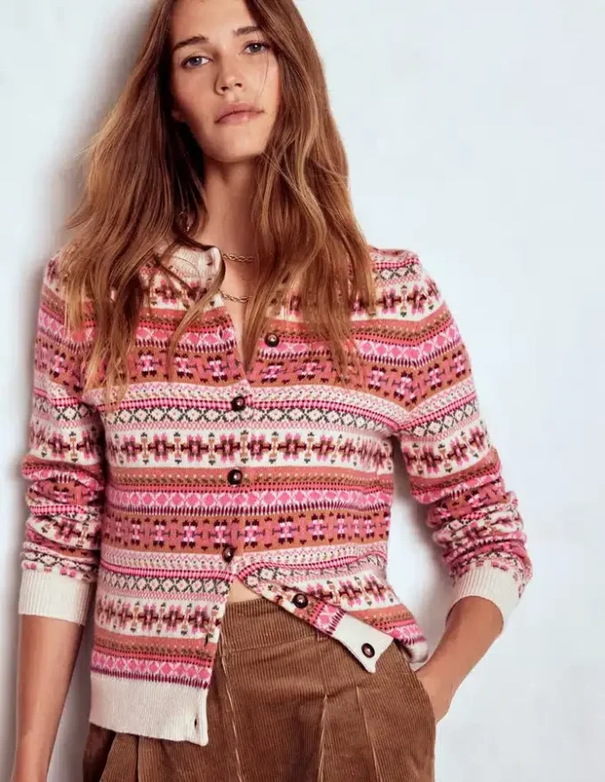 Edie Fair Isle Cardigan Pink Heritage Fair Isle Edie Fair Isle Cardigan Pink Heritage Fair Isle