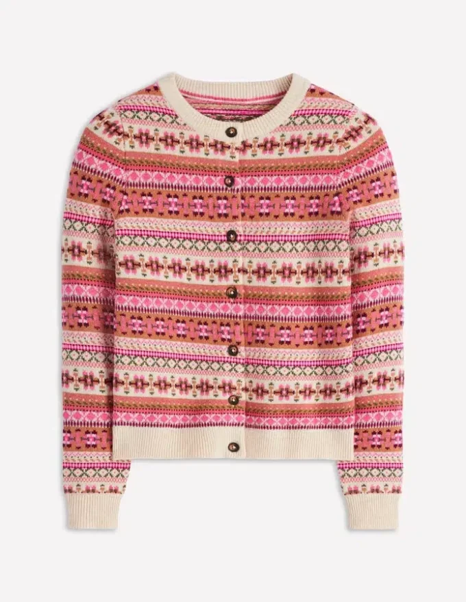 Edie Fair Isle Cardigan Pink Heritage Fair Isle Edie Fair Isle Cardigan Pink Heritage Fair Isle