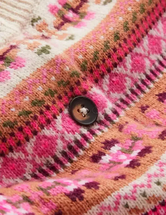 Edie Fair Isle Cardigan Pink Heritage Fair Isle Edie Fair Isle Cardigan Pink Heritage Fair Isle