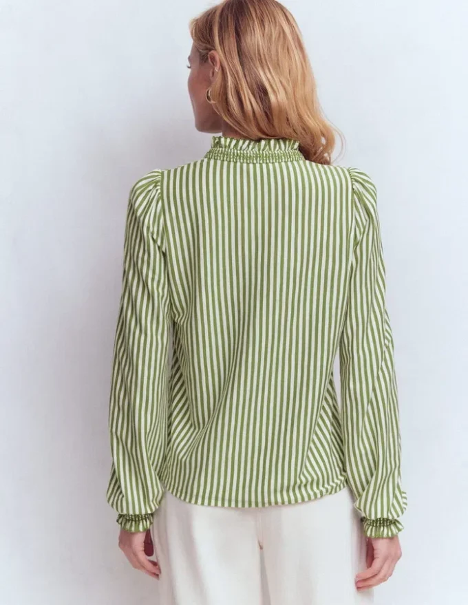 Effie Smocked Detail Shirt Dill Stripe Effie Smocked Detail Shirt Dill Stripe
