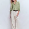 Effie Smocked Detail Shirt Dill Stripe Effie Smocked Detail Shirt Dill Stripe