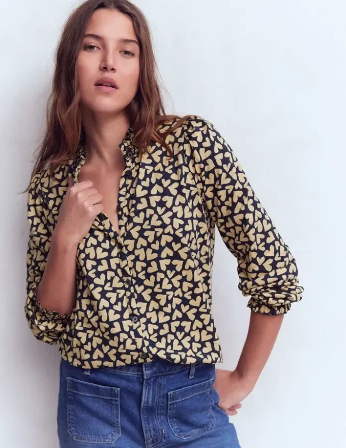 Effie Smocked Detail Shirt Heart Scatter Effie Smocked Detail Shirt Heart Scatter