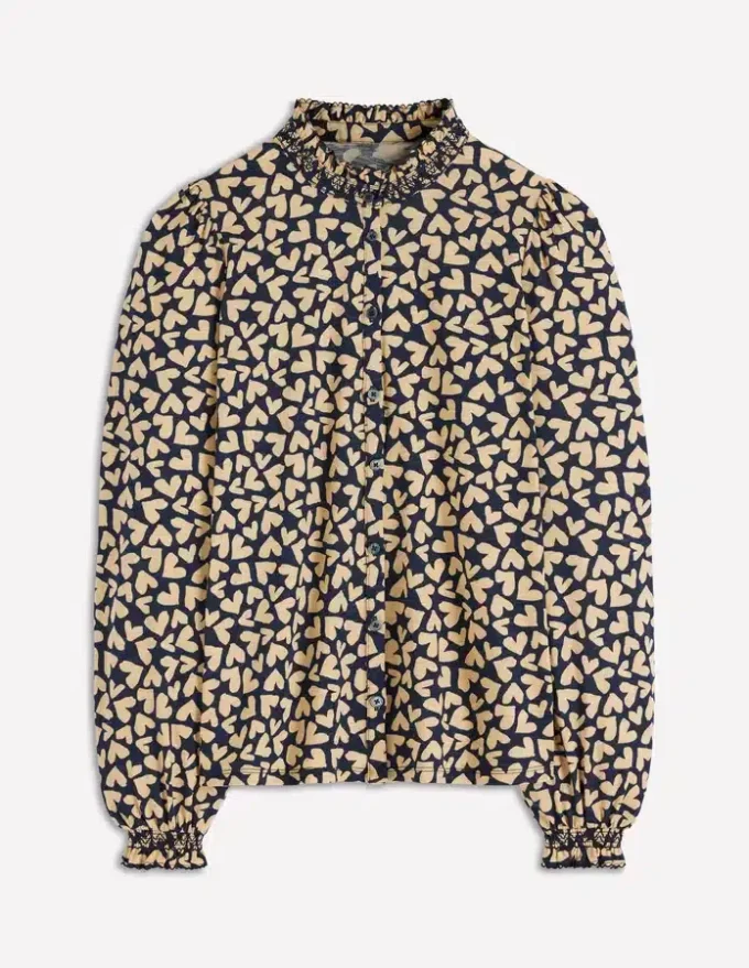 Effie Smocked Detail Shirt Heart Scatter Effie Smocked Detail Shirt Heart Scatter