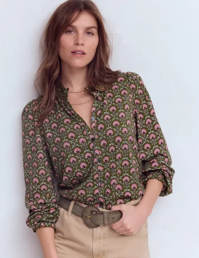 Effie Smocked Detail Shirt Mayfly, Flower Lattice Effie Smocked Detail Shirt Mayfly, Flower Lattice