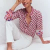 Effie Smocked Detail Shirt Multi, Meadow Stamp Placement Effie Smocked Detail Shirt Multi, Meadow Stamp Placement