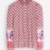 Effie Smocked Detail Shirt Multi, Meadow Stamp Placement Effie Smocked Detail Shirt Multi, Meadow Stamp Placement