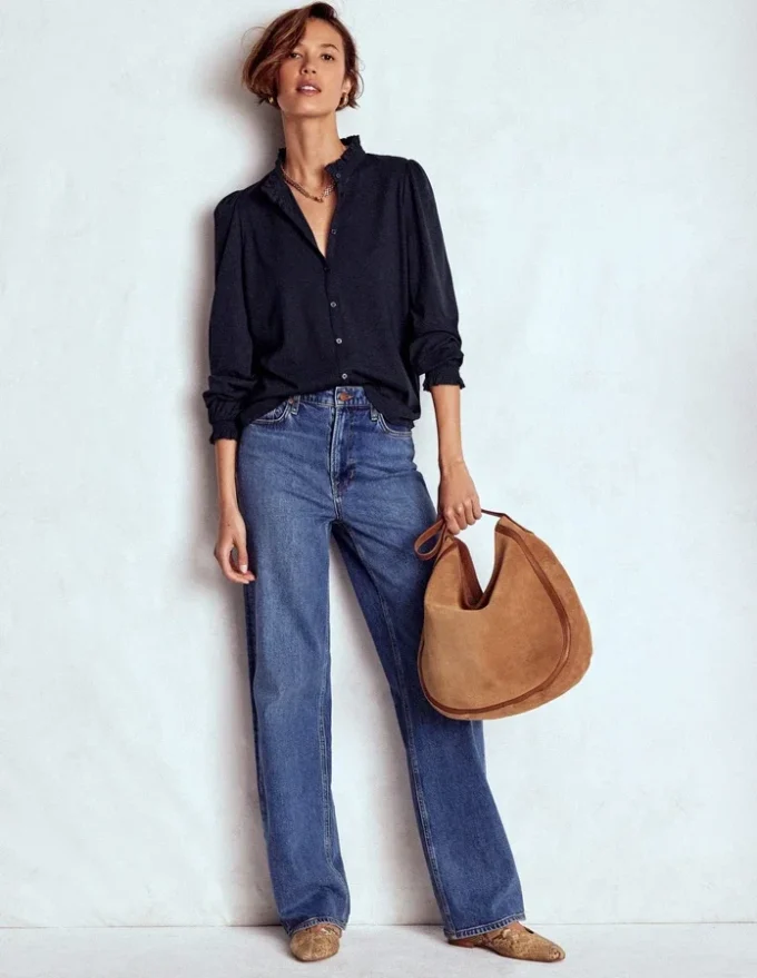 Effie Smocked Detail Shirt Navy Effie Smocked Detail Shirt Navy