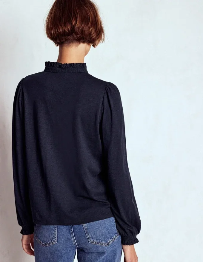 Effie Smocked Detail Shirt Navy Effie Smocked Detail Shirt Navy