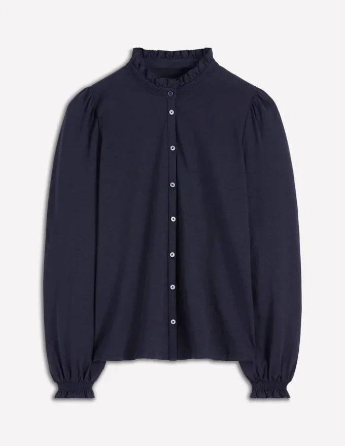 Effie Smocked Detail Shirt Navy Effie Smocked Detail Shirt Navy