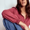 Effie Smocked Detail Shirt Terracotta Red Effie Smocked Detail Shirt Terracotta Red