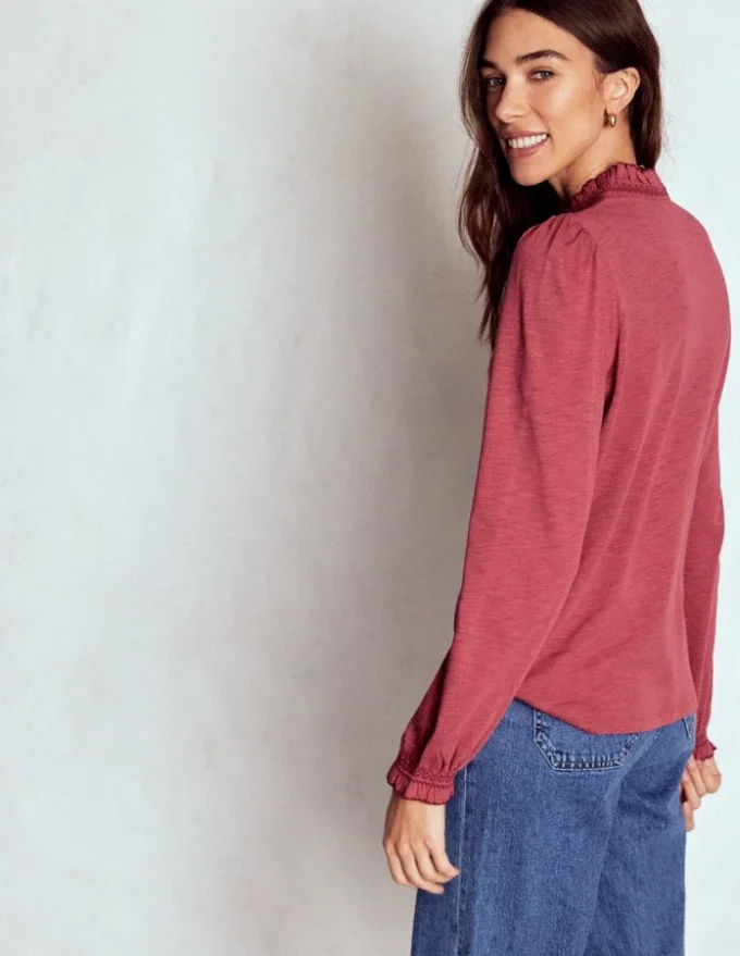 Effie Smocked Detail Shirt Terracotta Red Effie Smocked Detail Shirt Terracotta Red