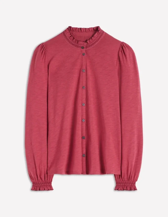 Effie Smocked Detail Shirt Terracotta Red Effie Smocked Detail Shirt Terracotta Red