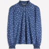 Effie Smocked Detail Shirt True Navy, Flower Press Small Effie Smocked Detail Shirt True Navy, Flower Press Small