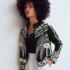 Elena Stand Neck Jacket Black Embroidery Elena Stand Neck Jacket Black Embroidery