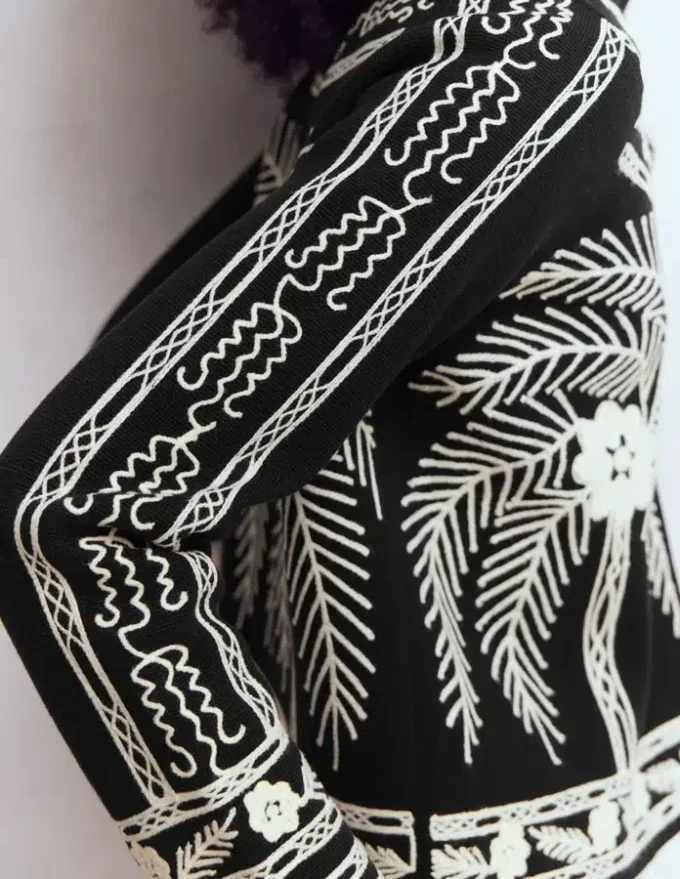 Elena Stand Neck Jacket Black Embroidery Elena Stand Neck Jacket Black Embroidery