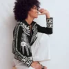 Elena Stand Neck Jacket Black Embroidery Elena Stand Neck Jacket Black Embroidery