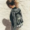 Elena Stand Neck Jacket Black Embroidery Elena Stand Neck Jacket Black Embroidery
