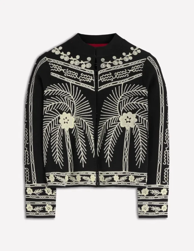 Elena Stand Neck Jacket Black Embroidery Elena Stand Neck Jacket Black Embroidery