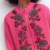 Elena Stand Neck Jacket Pink Embroidery Elena Stand Neck Jacket Pink Embroidery