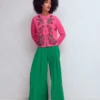 Elena Stand Neck Jacket Pink Embroidery Elena Stand Neck Jacket Pink Embroidery