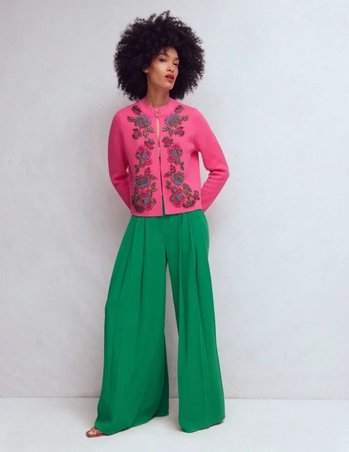 Elena Stand Neck Jacket Pink Embroidery Elena Stand Neck Jacket Pink Embroidery