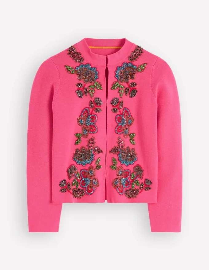 Elena Stand Neck Jacket Pink Embroidery Elena Stand Neck Jacket Pink Embroidery