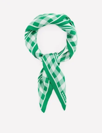 Elisabeth Silk Square Scarf Green Gingham