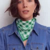 Elisabeth Silk Square Scarf Green Gingham