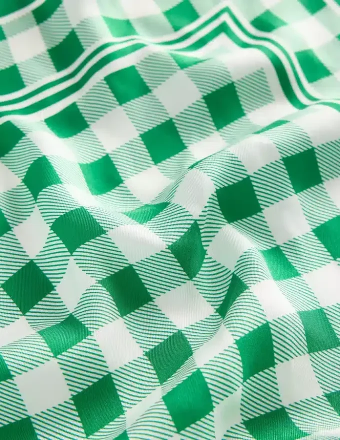 Elisabeth Silk Square Scarf Green Gingham