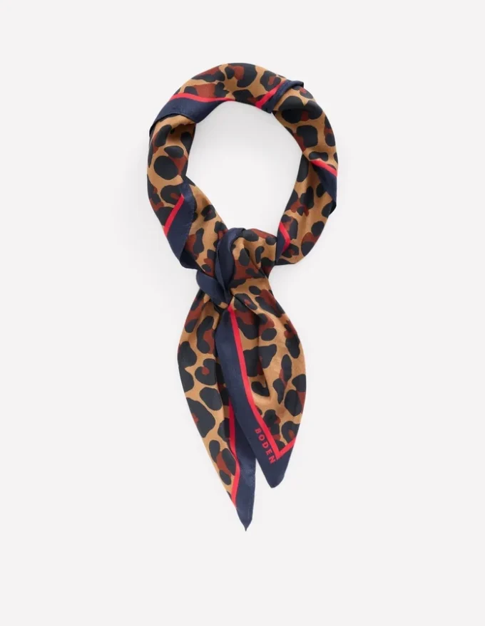 Elisabeth Silk Square Scarf Multi, Cheetah Pop