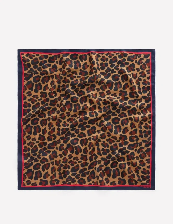 Elisabeth Silk Square Scarf Multi, Cheetah Pop