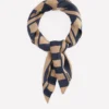Elisabeth Silk Square Scarf Navy and Camel Stripe Elisabeth Silk Square Scarf Navy and Camel Stripe